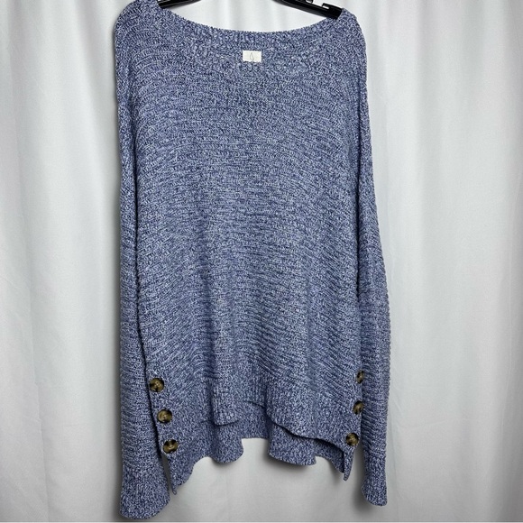 Joie Textured Blue Knit Oversized Chunky Sweater with Buttons sz L - Picture 1 of 7